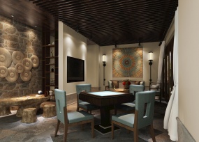 中式麻将馆3D模型设计